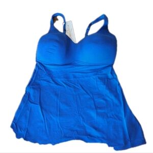 Rhonda Shear Blue Woman's Tank Top With Built In Bra 2X NWT
